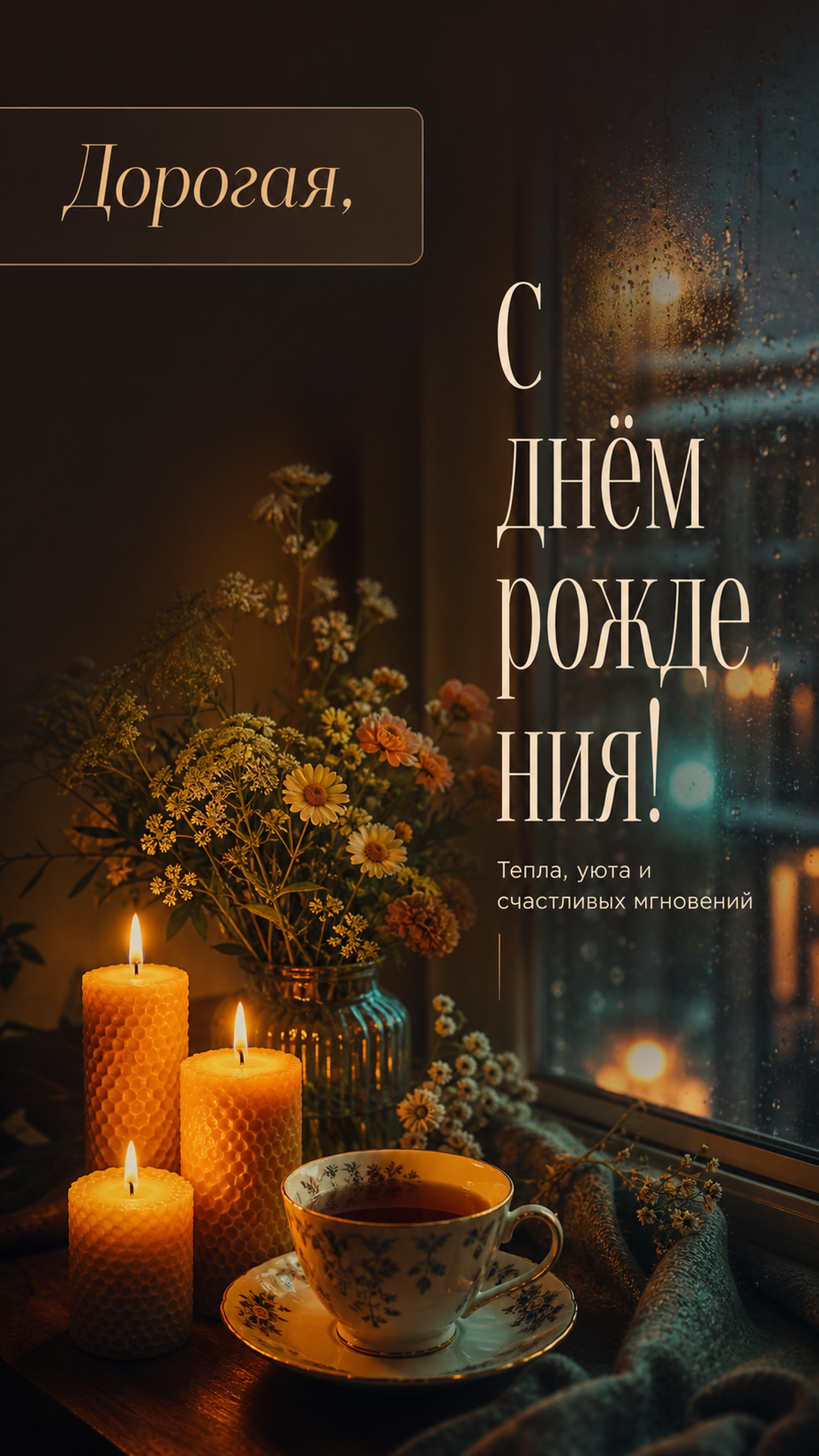 Музыкальная открытка №6: Дорогая, с днём рождения. Тепла, уюта и счастливых мгновений