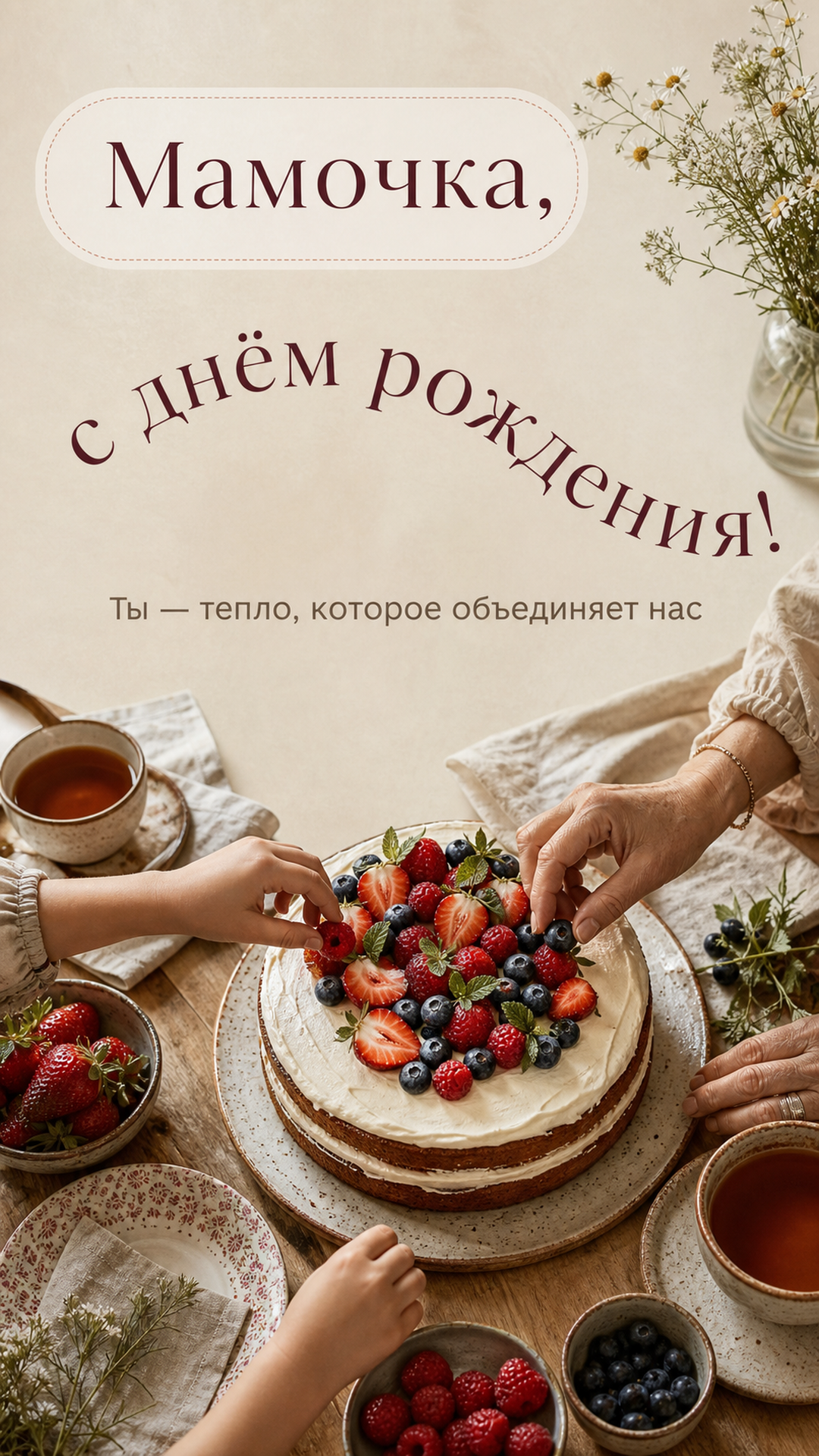 Музыкальная открытка №13: Мамочка, с днём рождения. Ты — тепло, которое объединяет нас