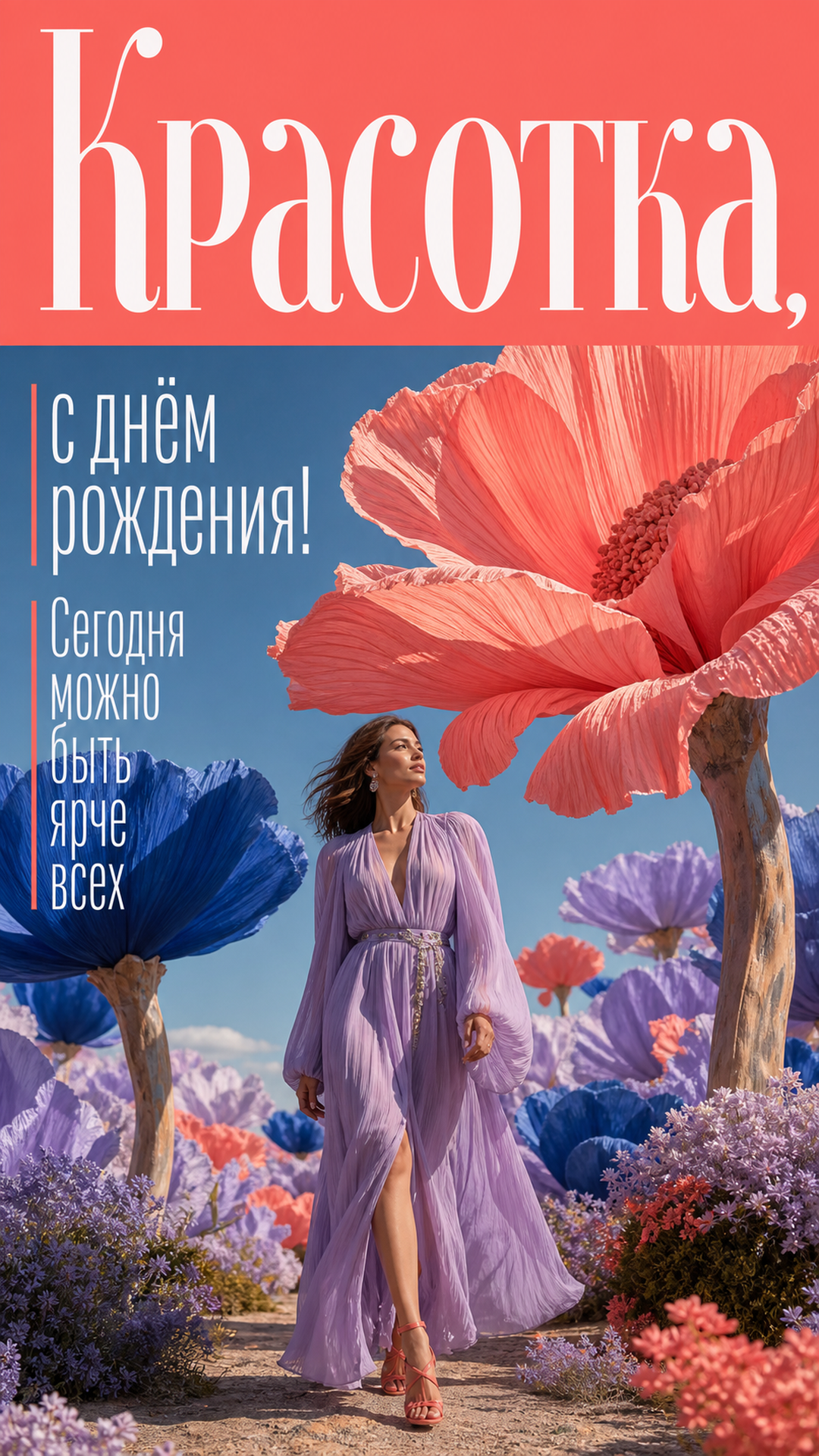 Музыкальная открытка №22: Красотка, с днём рождения. Сегодня можно быть ярче всех