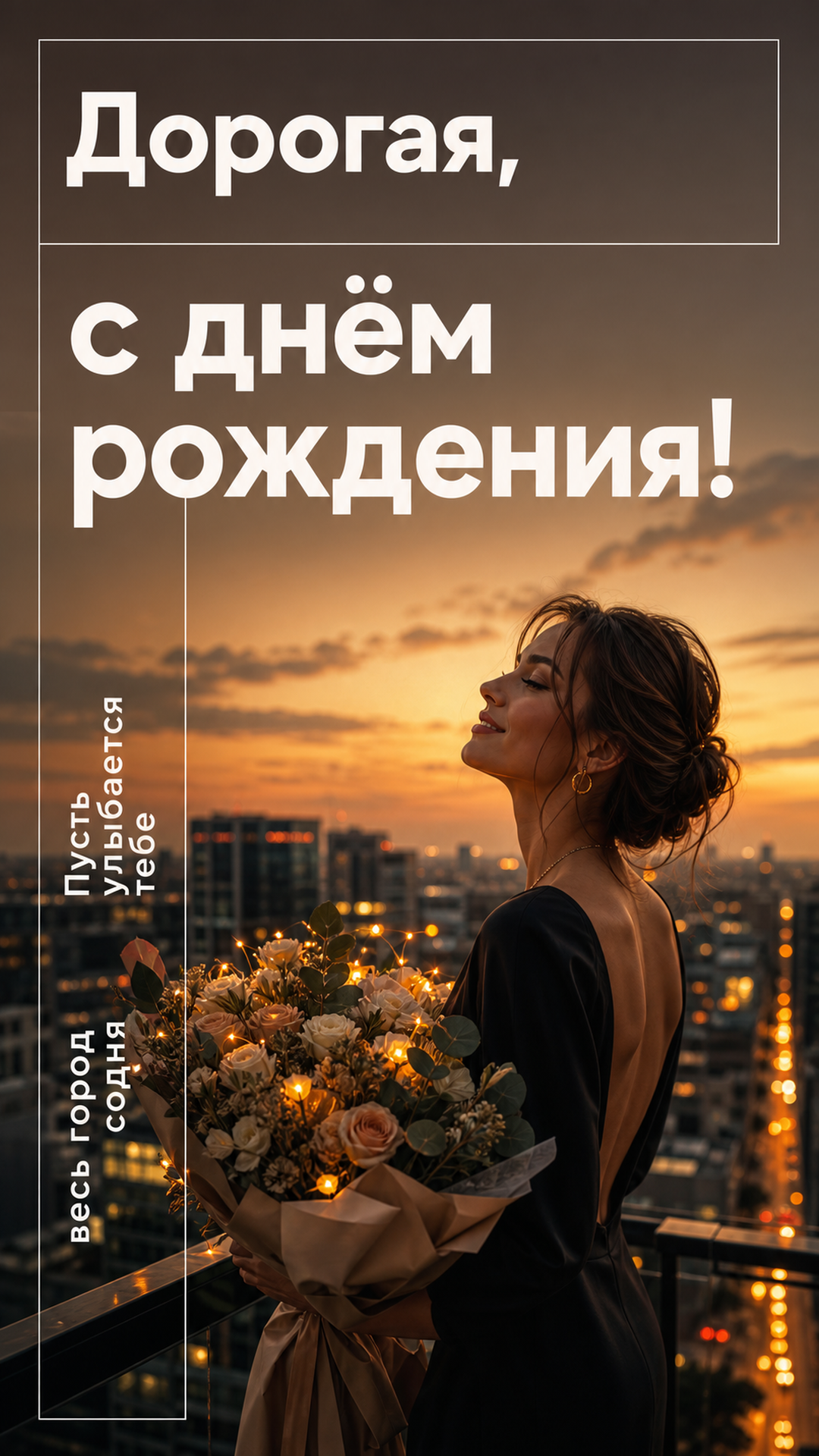 Музыкальная открытка №24: Дорогая, с днём рождения. Пусть весь город сегодня улыбается тебе