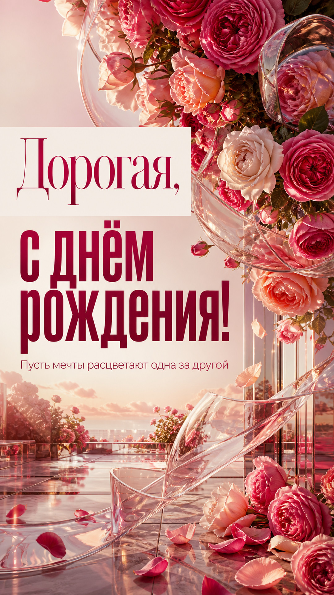 Музыкальная открытка №41: Дорогая, с днём рождения. Пусть мечты расцветают одна за другой