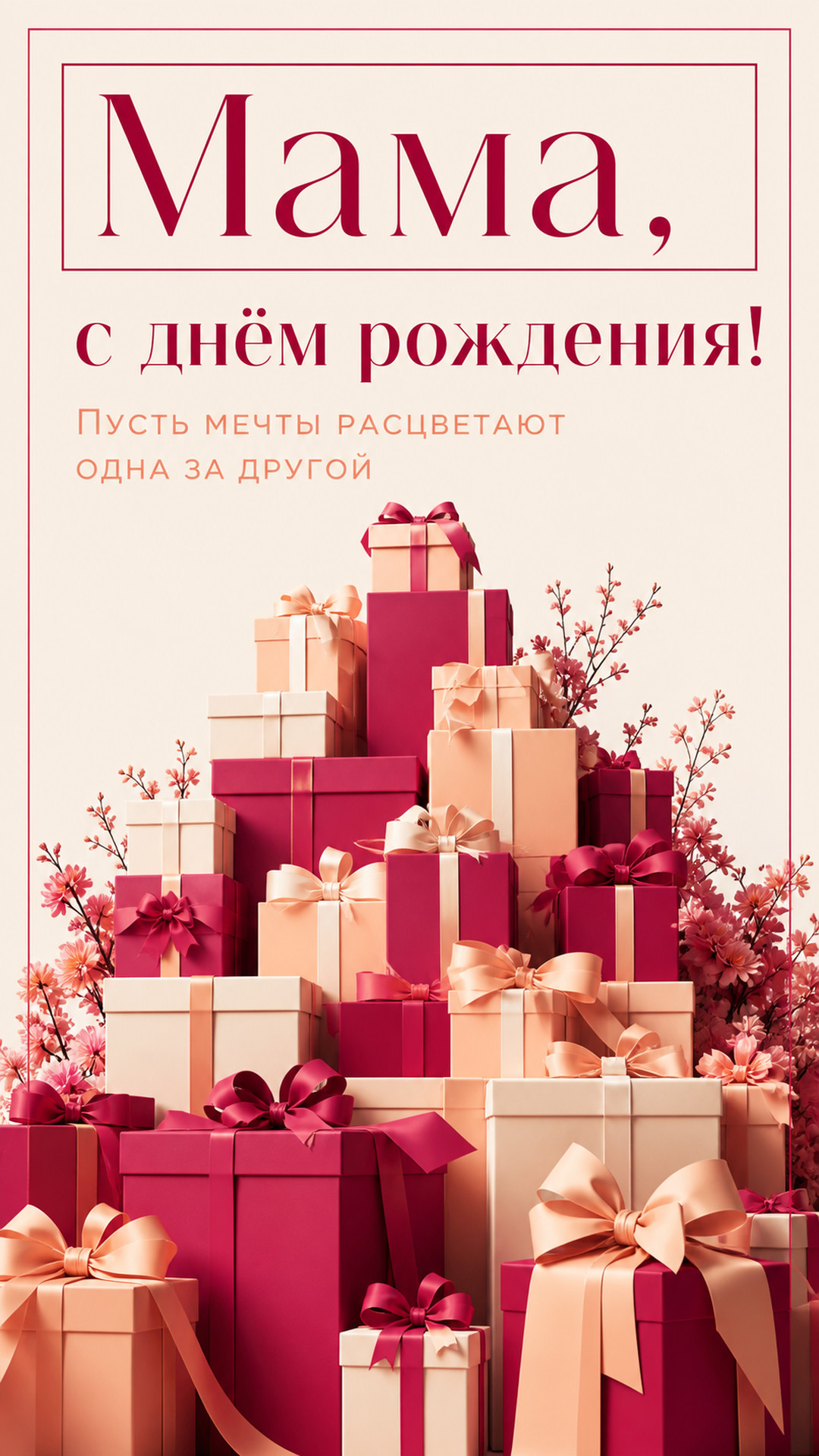 Музыкальная открытка №65: Мама, с днём рождения. Пусть мечты расцветают одна за другой
