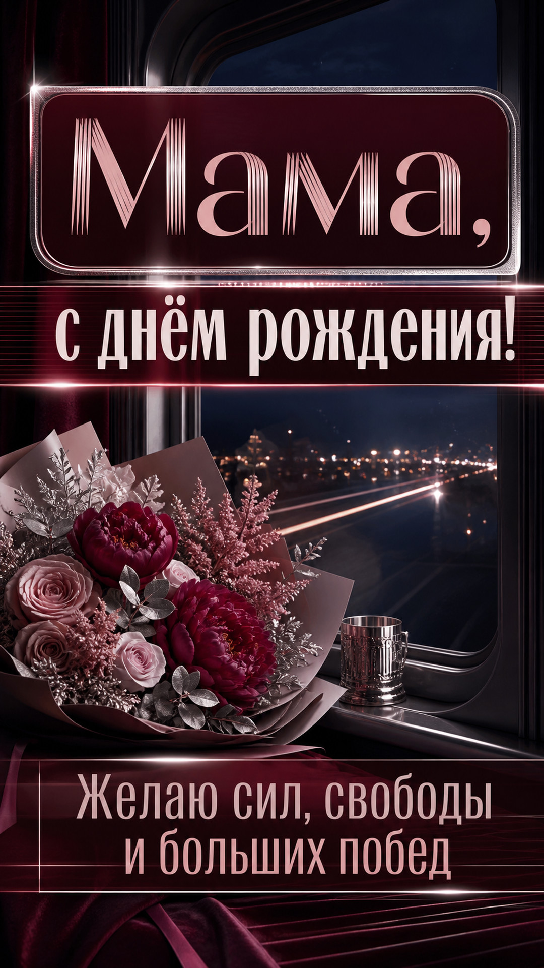 Музыкальная открытка №73: Мама, с днём рождения. Желаю сил, свободы и больших побед