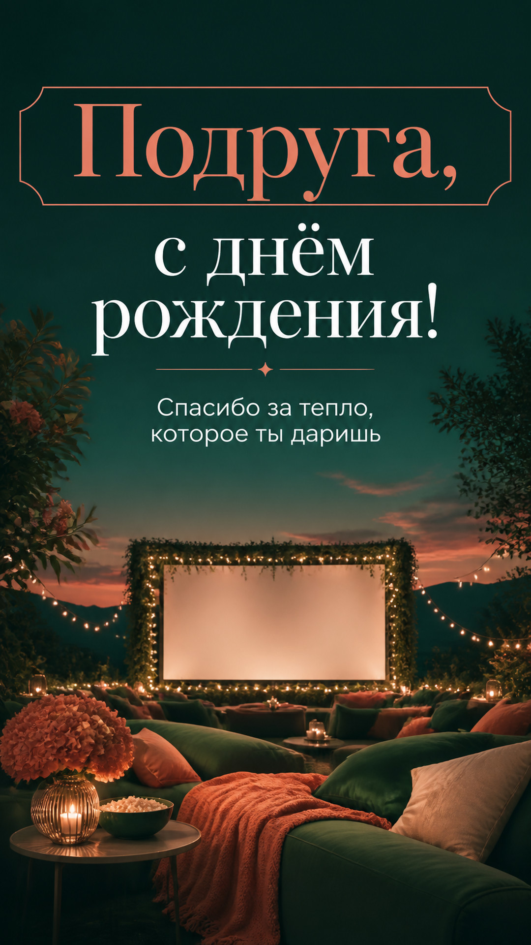 Музыкальная открытка №75: Подруга, с днём рождения. Спасибо за тепло, которое ты даришь