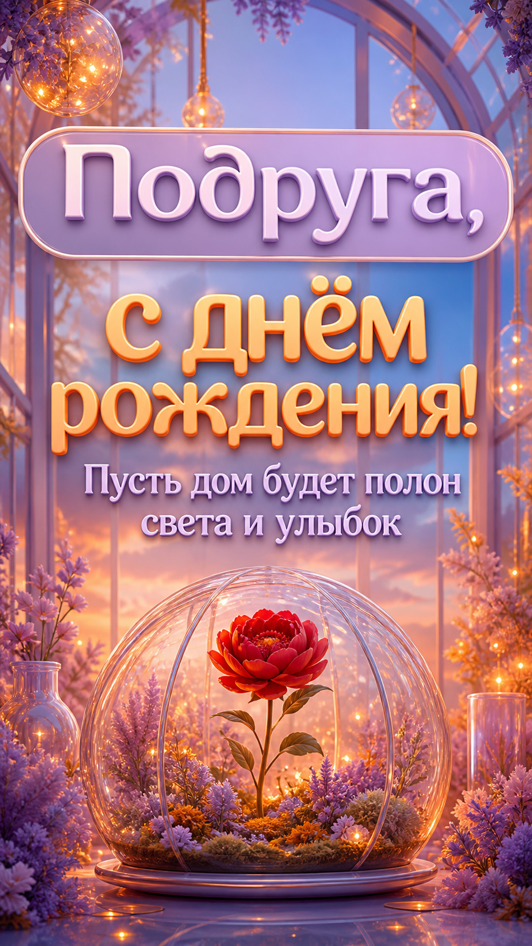 Музыкальная открытка №76: Подруга, с днём рождения. Пусть дом будет полон света и улыбок