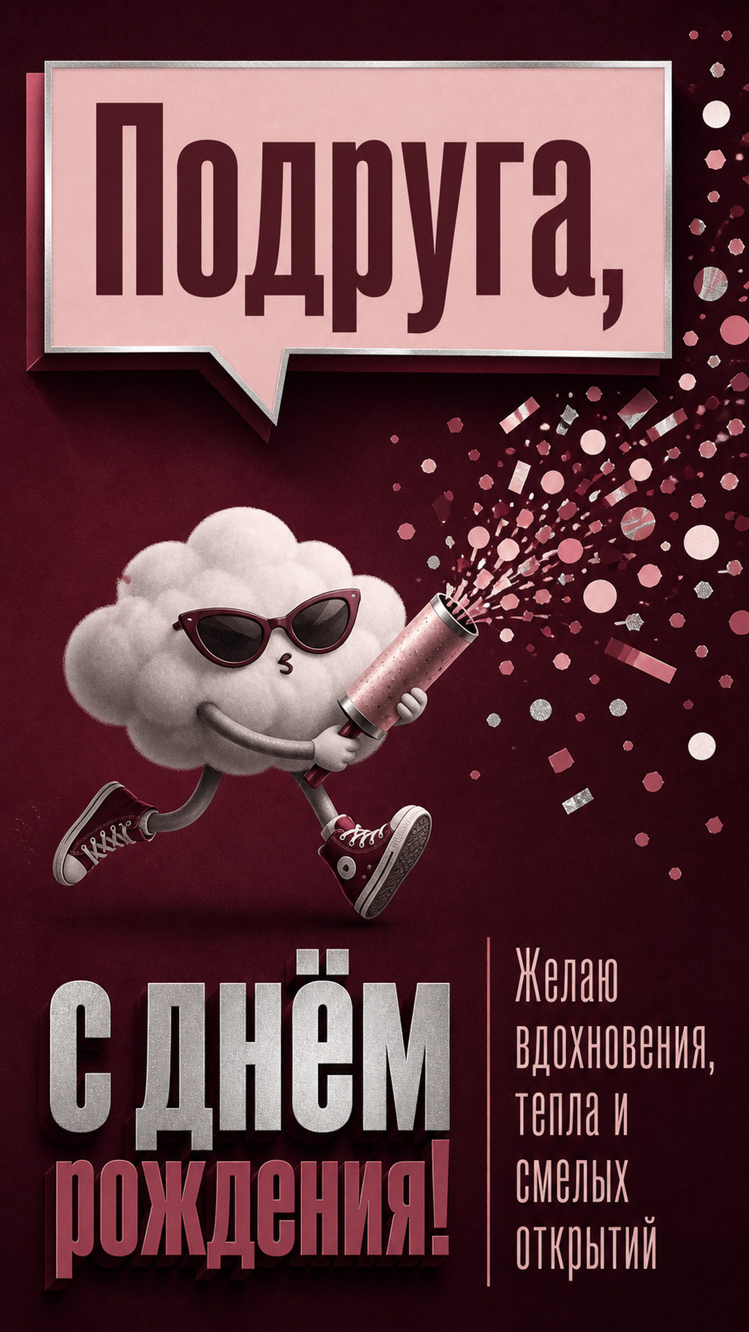 Музыкальная открытка №79: Подруга, с днём рождения. Желаю вдохновения, тепла и смелых открытий