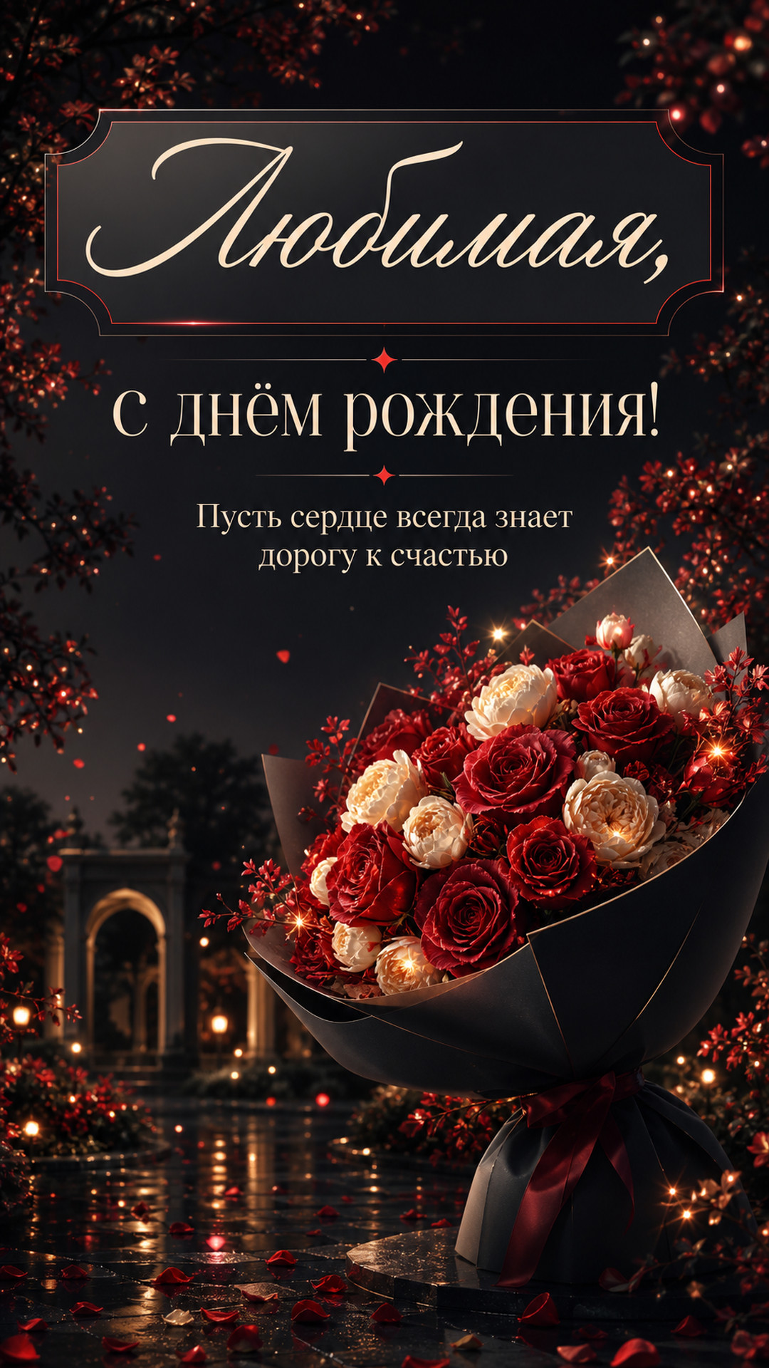 Музыкальная открытка №86: Любимая, с днём рождения. Пусть сердце всегда знает дорогу к счастью