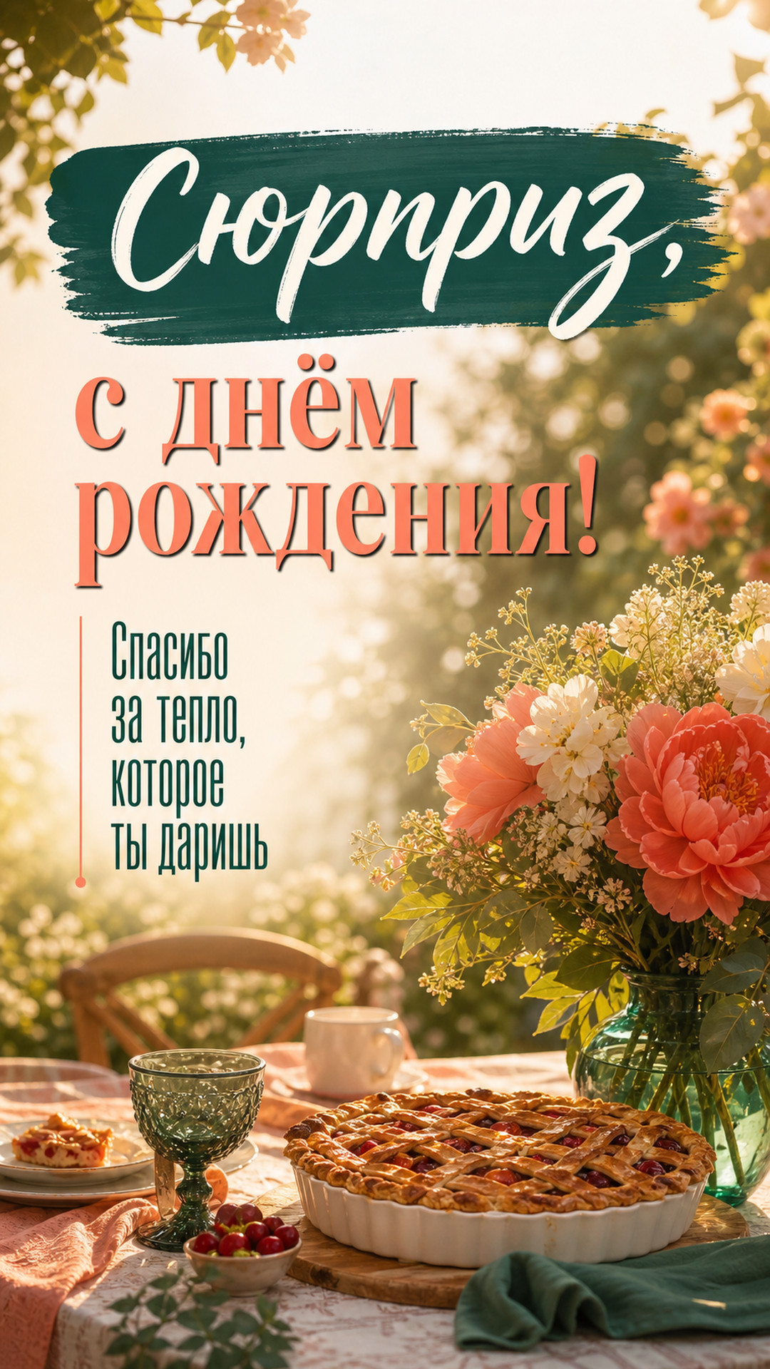 Музыкальная открытка №99: Сюрприз, с днём рождения. Спасибо за тепло, которое ты даришь