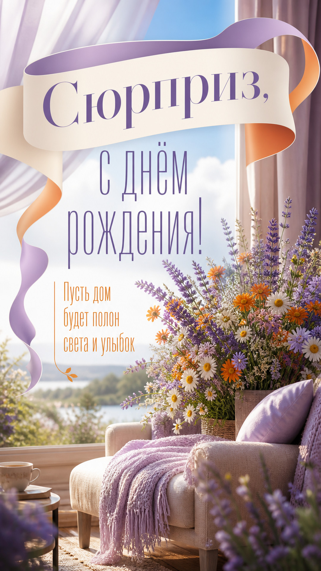 Музыкальная открытка №100: Сюрприз, с днём рождения. Пусть дом будет полон света и улыбок